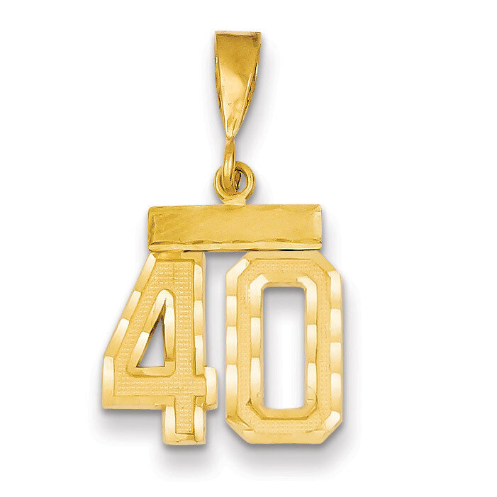 Number 40 Charm 14k Gold Small Diamond-cut SN40, MPN: SN40, 883957104348