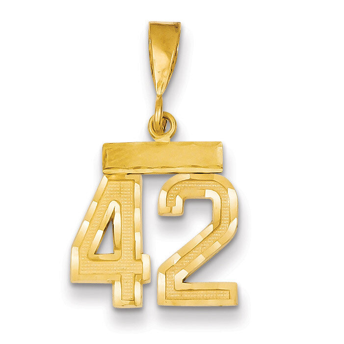 Number 42 Charm 14k Gold Small Diamond-cut SN42, MPN: SN42, 883957104362