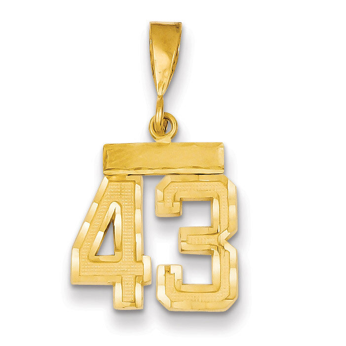 Number 43 Charm 14k Gold Small Diamond-cut SN43