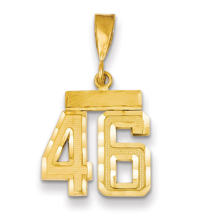 Number 46 Charm 14k Gold Small Diamond-cut SN46