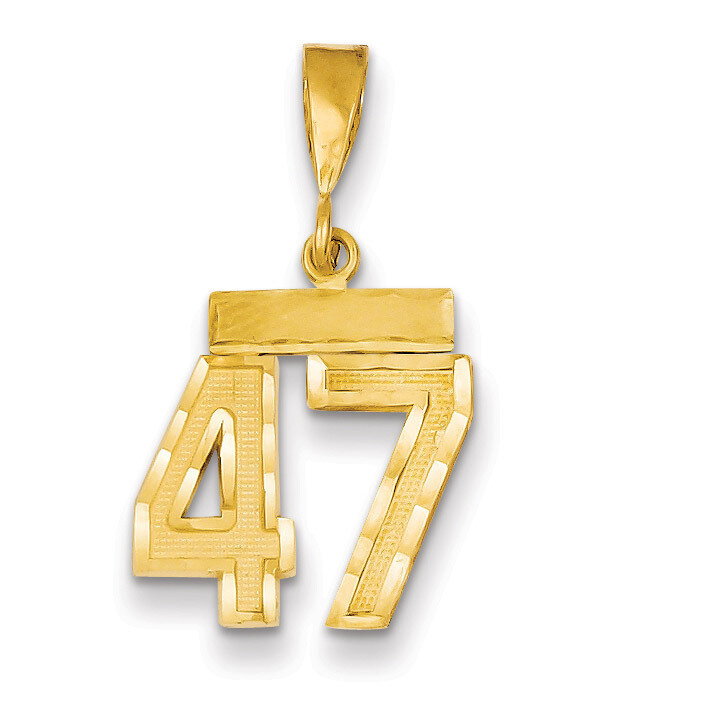 Number 47 Charm 14k Gold Small Diamond-cut SN47