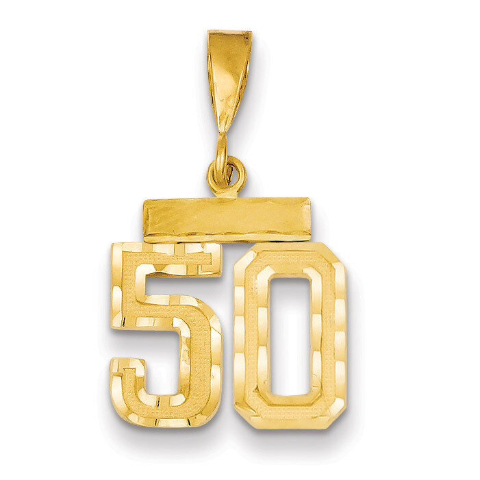 Number 50 Charm 14k Gold Small Diamond-cut SN50