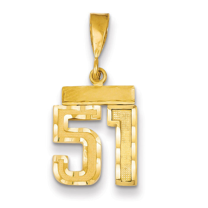 Number 51 Charm 14k Gold Small Diamond-cut SN51