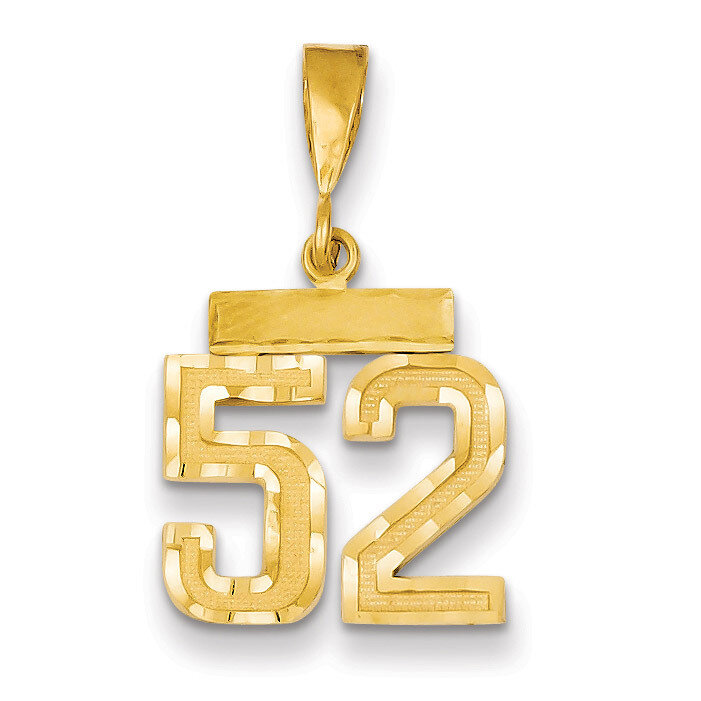 Number 52 Charm 14k Gold Small Diamond-cut SN52
