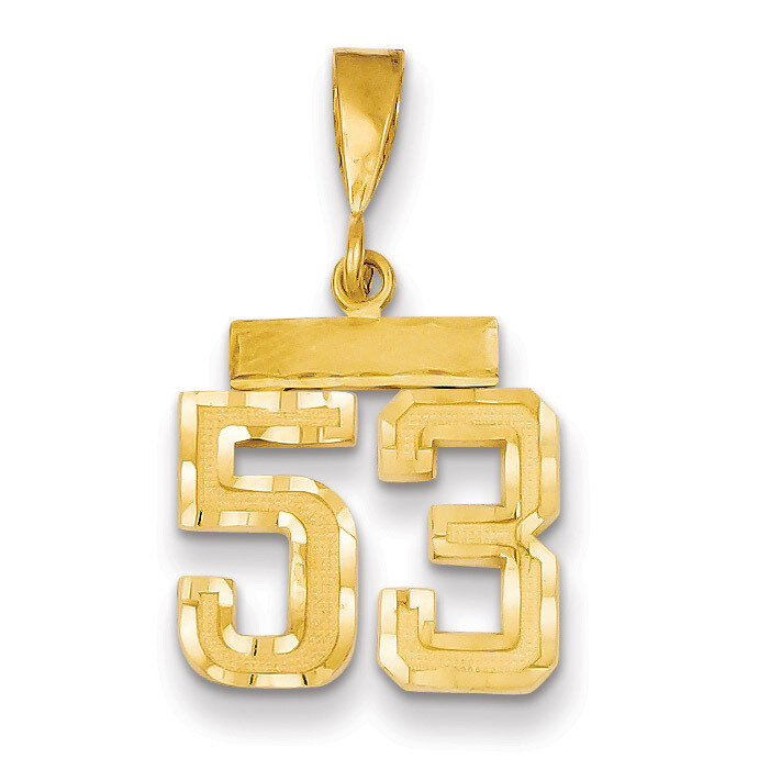 Number 53 Charm 14k Gold Small Diamond-cut SN53
