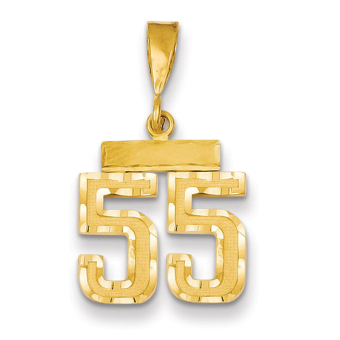 Number 55 Charm 14k Gold Small Diamond-cut SN55