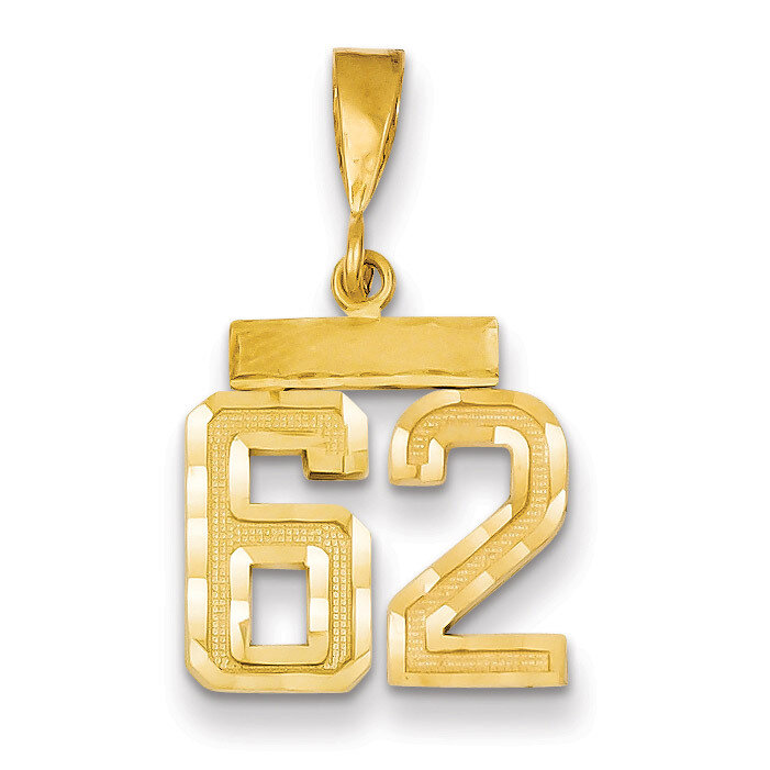 Number 62 Charm 14k Gold Small Diamond-cut SN62