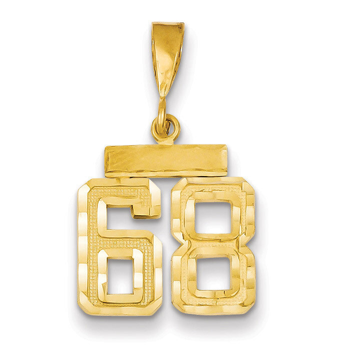 Number 68 Charm 14k Gold Small Diamond-cut SN68