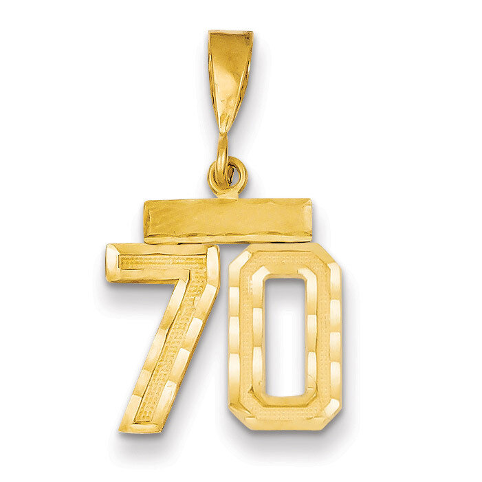 Number 70 Charm 14k Gold Small Diamond-cut SN70