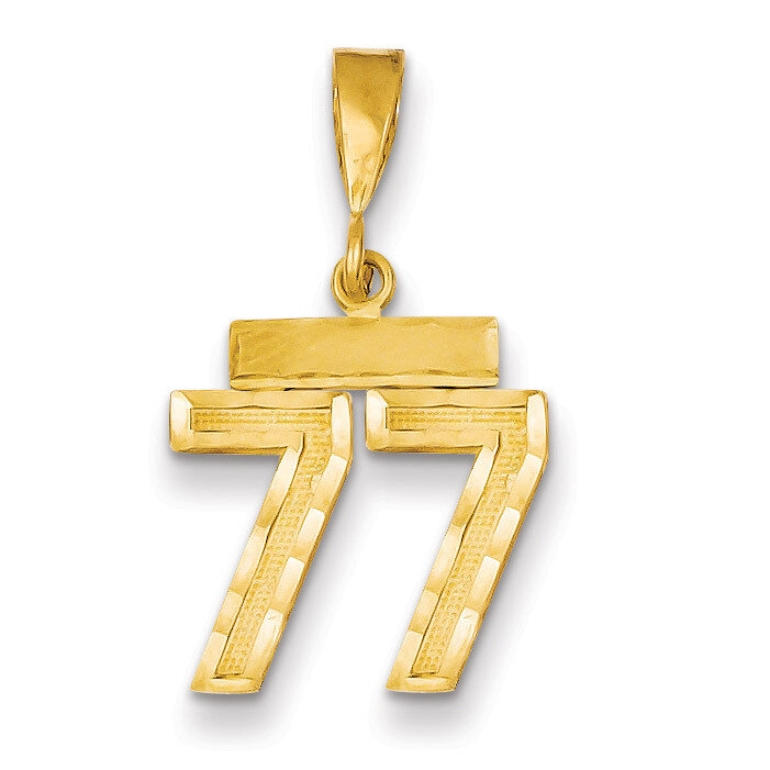 Number 77 Charm 14k Gold Small Diamond-cut SN77