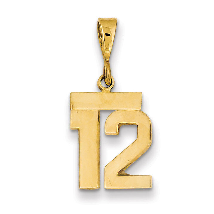 Number 12 Charm 14k Gold Small Polished SP12