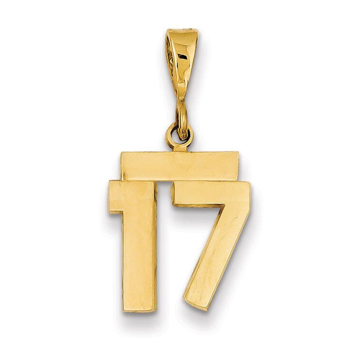 Number 17 Charm 14k Gold Small Polished SP17