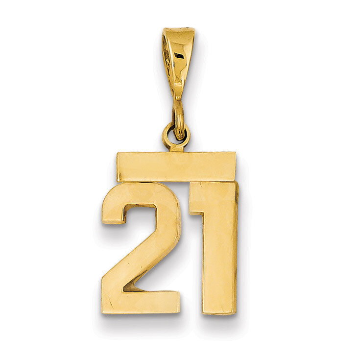 Number 21 Charm 14k Gold Small Polished SP21