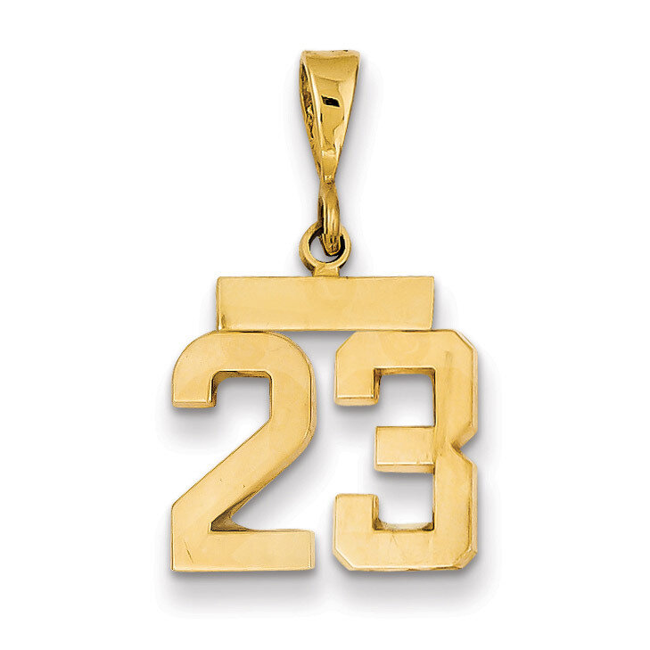 Number 23 Charm 14k Gold Small Polished SP23