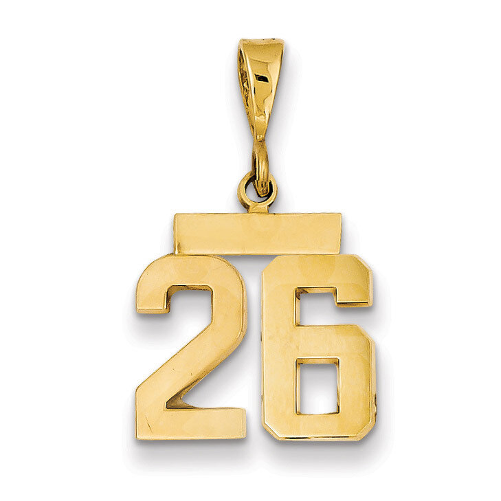 Number 26 Charm 14k Gold Small Polished SP26