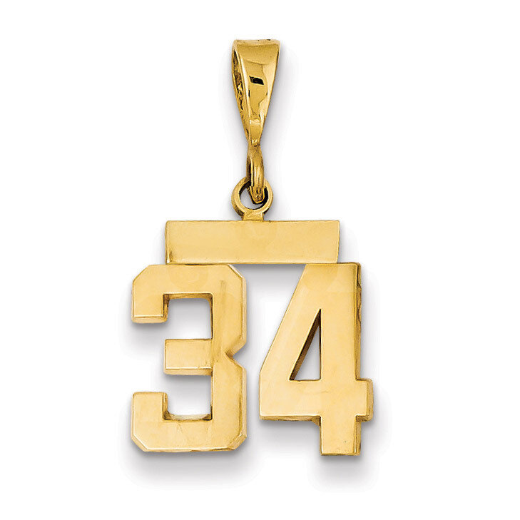 Number 34 Charm 14k Gold Small Polished SP34, MPN: SP34, 883957141053