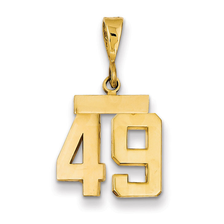 Number 49 Charm 14k Gold Small Polished SP49