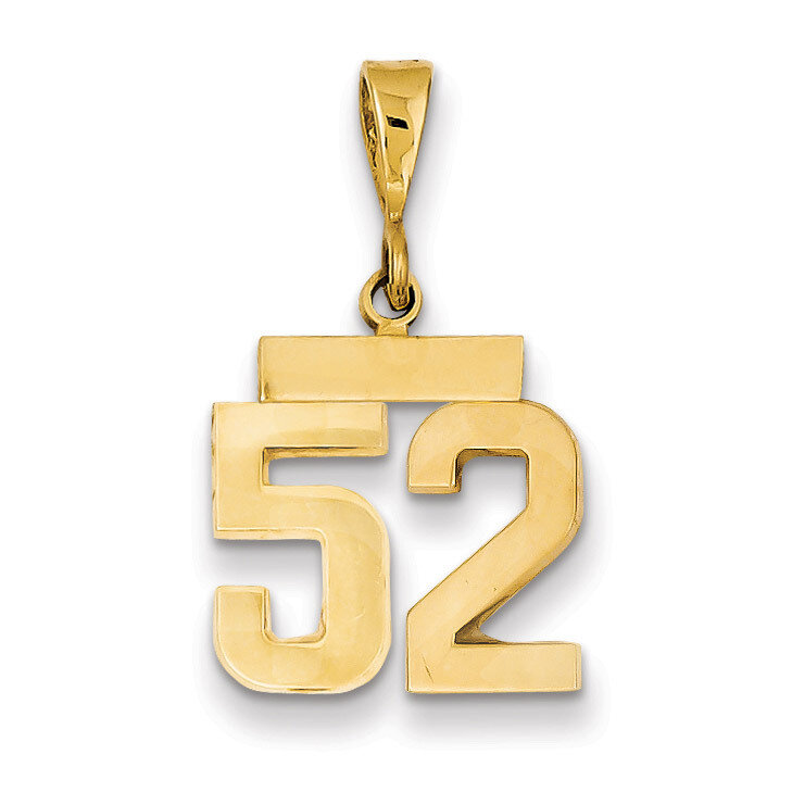 Number 52 Charm 14k Gold Small Polished SP52