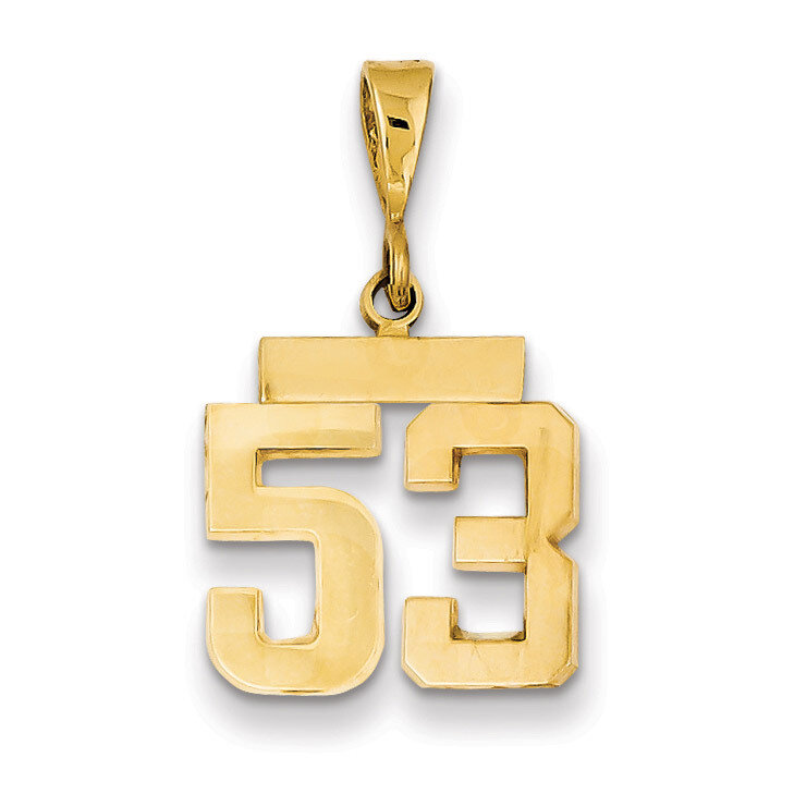 Number 53 Charm 14k Gold Small Polished SP53