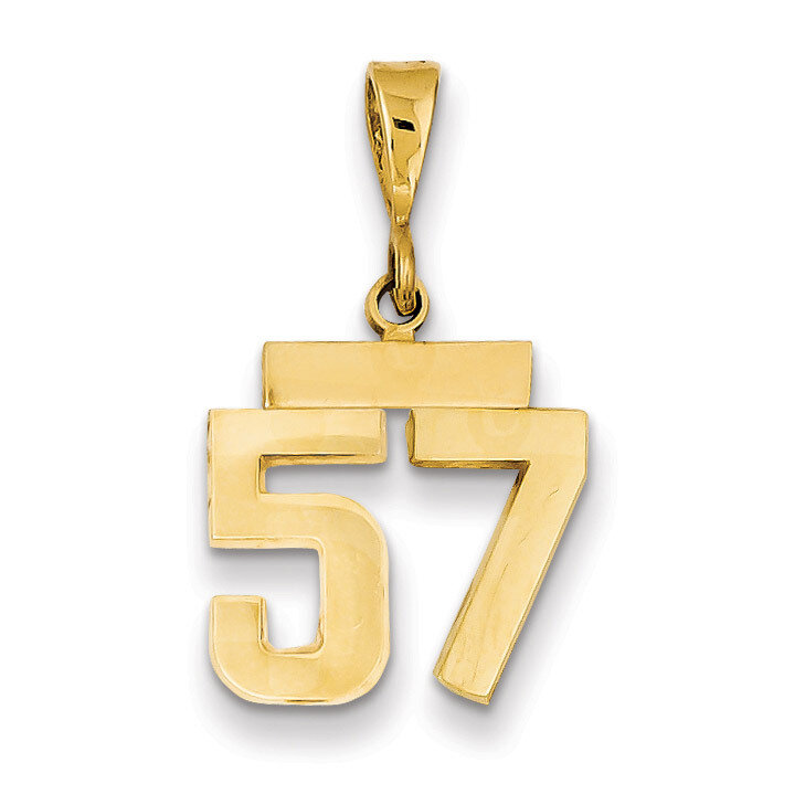 Number 57 Charm 14k Gold Small Polished SP57