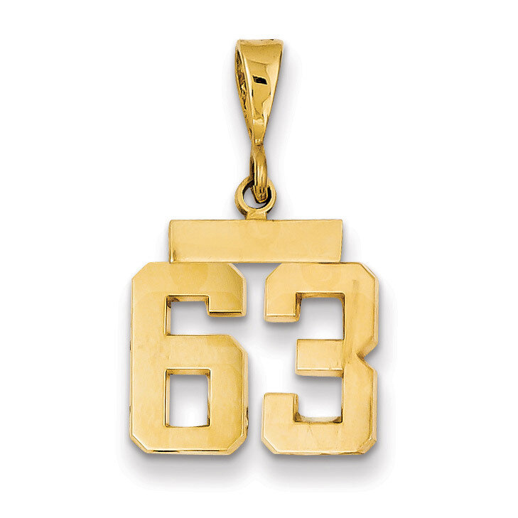 Number 63 Charm 14k Gold Small Polished SP63