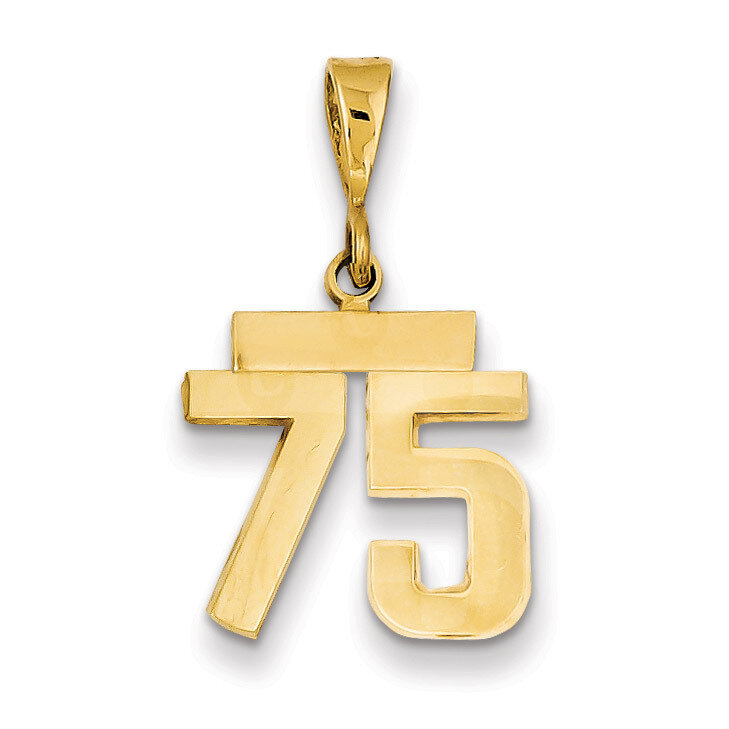 Number 75 Charm 14k Gold Small Polished SP75