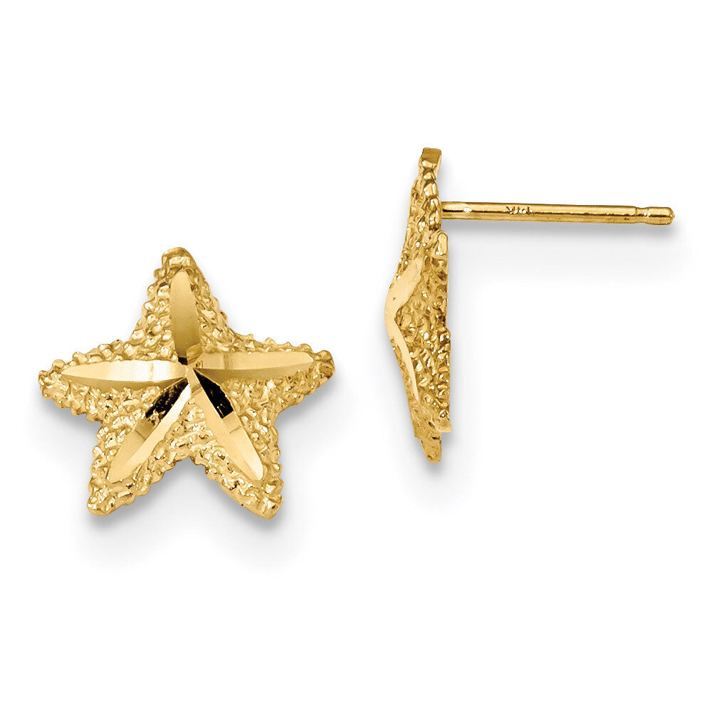 Diamond -cut Starfish Post Earrings 14k Gold Polished TC990