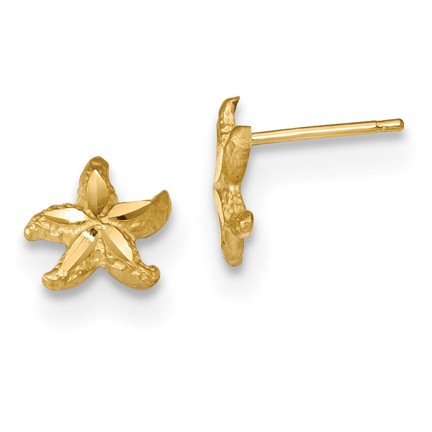 Starfish Post Earrings 14k Gold Satin Diamond-cut TC992, MPN: TC992, 191101056215