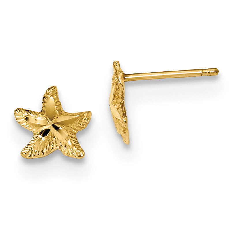 Diamond -cut Starfish Post Earrings 14k Gold Polished TC993, MPN: TC993, 191101056130