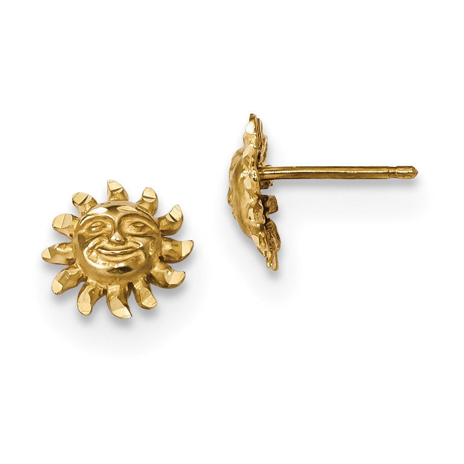 Sun Post Earrings 14k Gold Satin Diamond-cut TE653, MPN: TE653, 191101056567