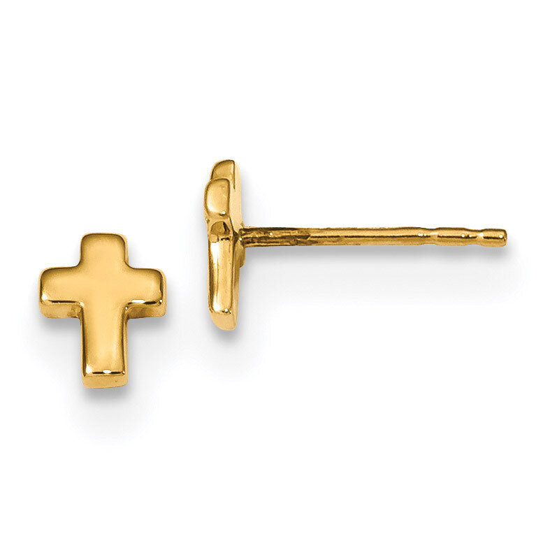 Cross Post Earrings 14k Gold Polished TE664, MPN: TE664, 191101176890
