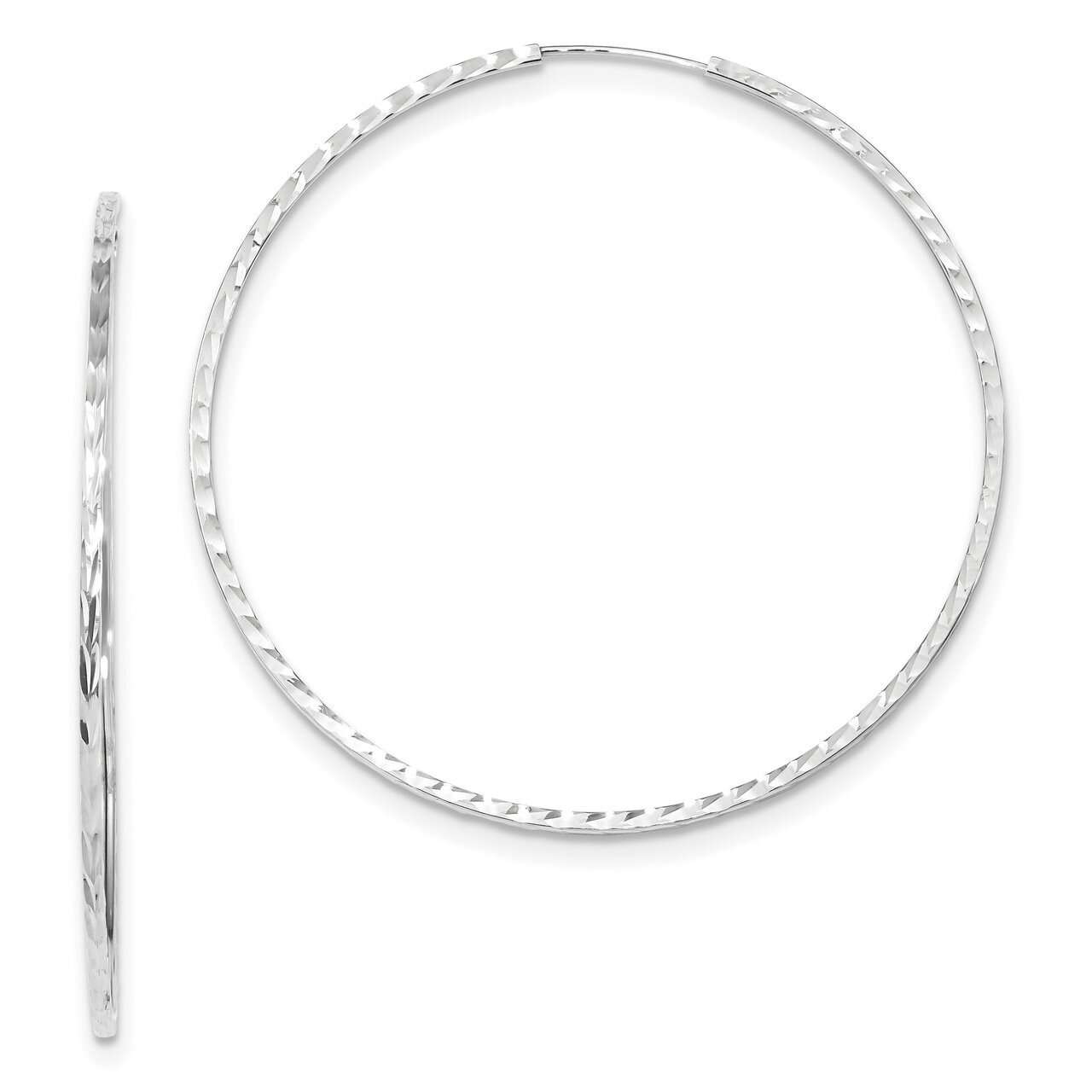 Diamond -cut Square Tube Endless Hoop Earrings 14k white Gold TF1002W