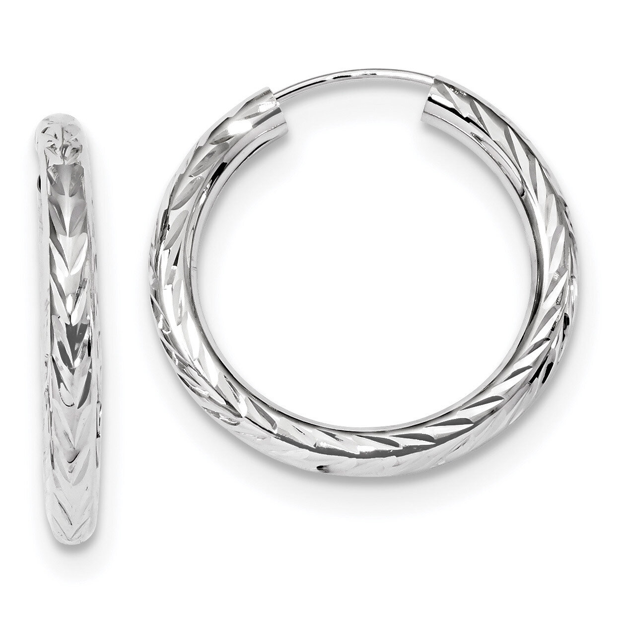 Polished &amp; Diamond -cut Endless Hoop Earrings 14k white Gold TF1005W, MPN: TF1005W, 191101058714