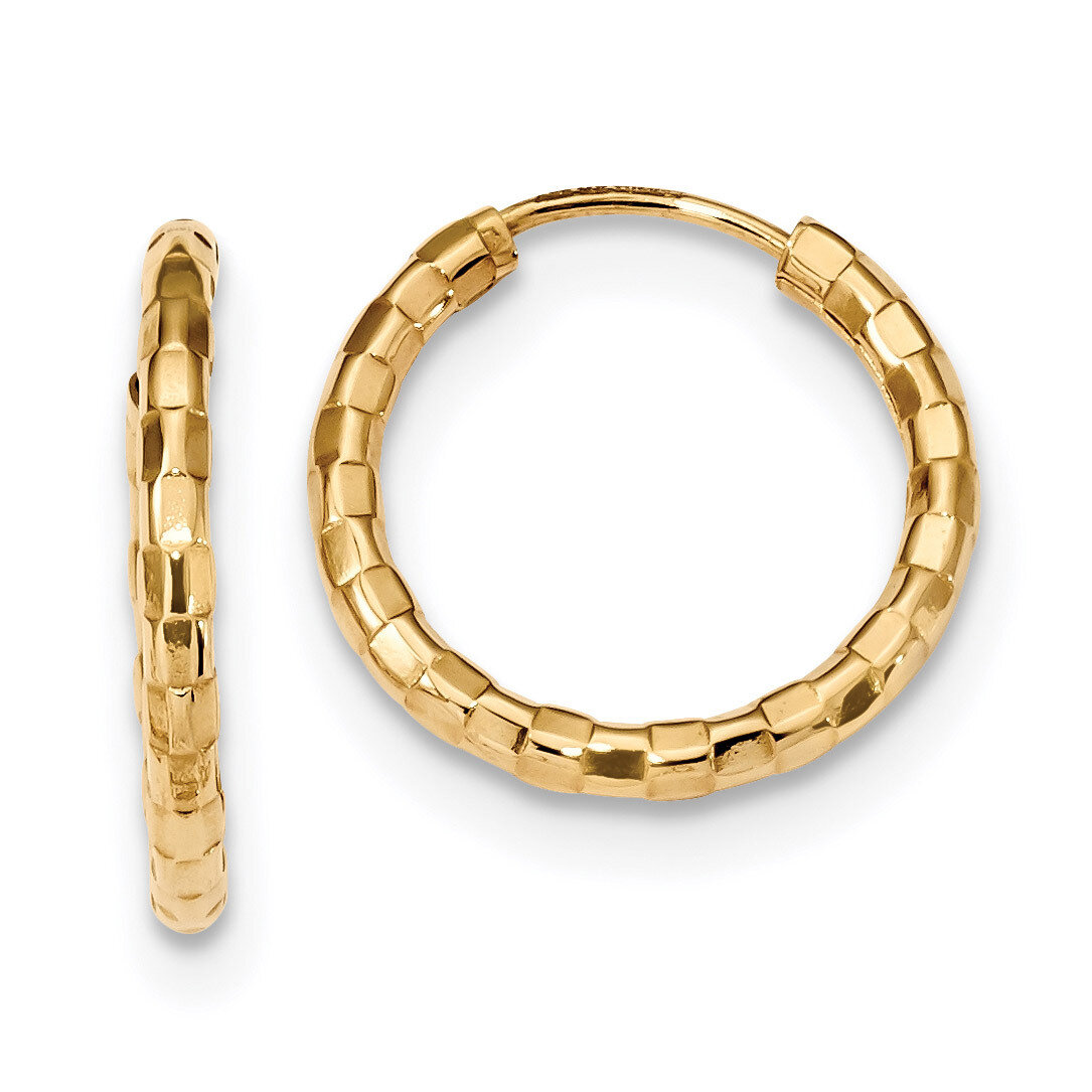 Faceted 2.5mm Hoop Earrings 14k Gold Polished TF1008, MPN: TF1008, 191101146732