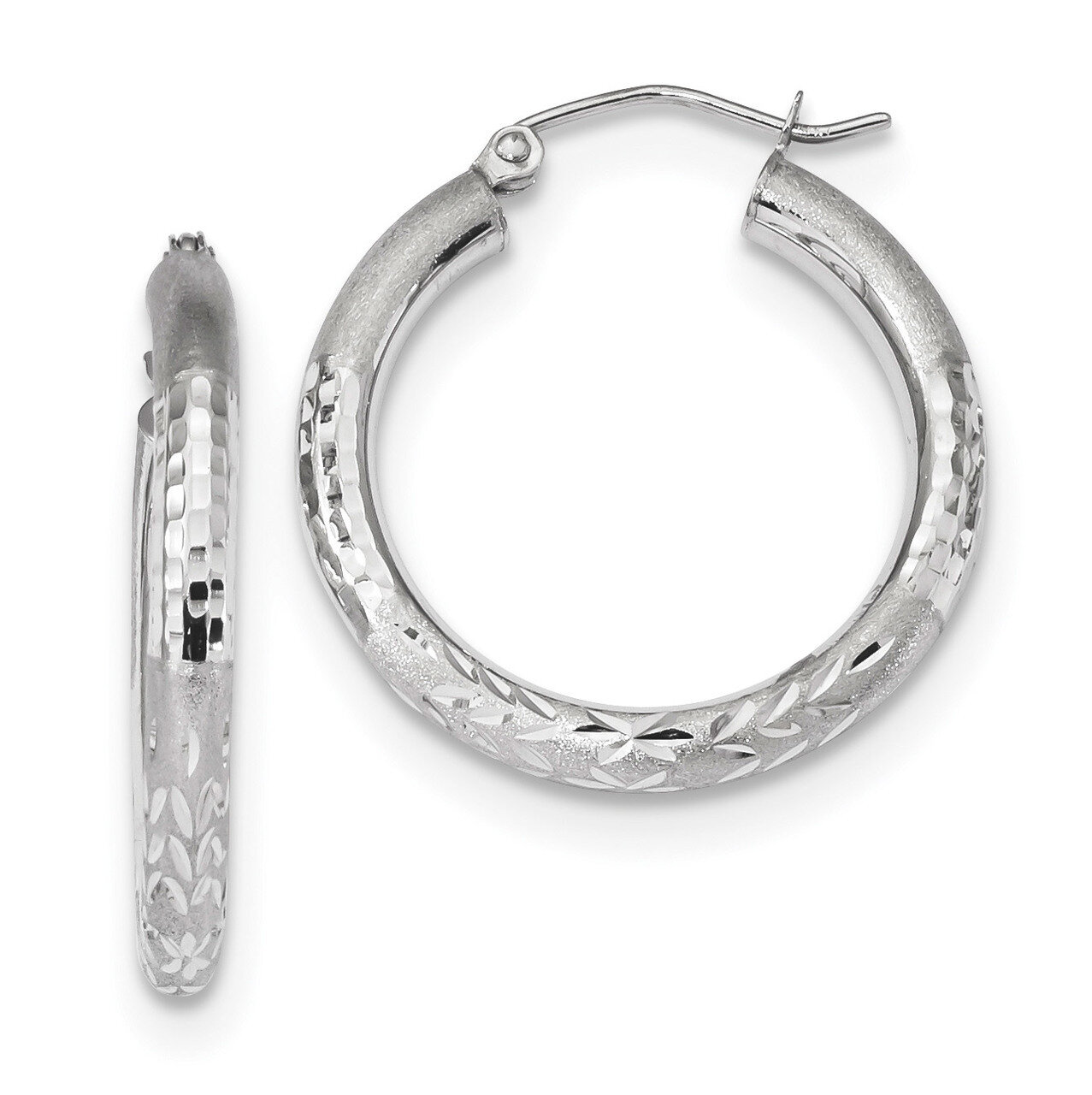 Polished Satin &amp; Diamond -cut Endless Hoop Earrings 14k white Gold TF1043W, MPN: TF1043W, 191101056…