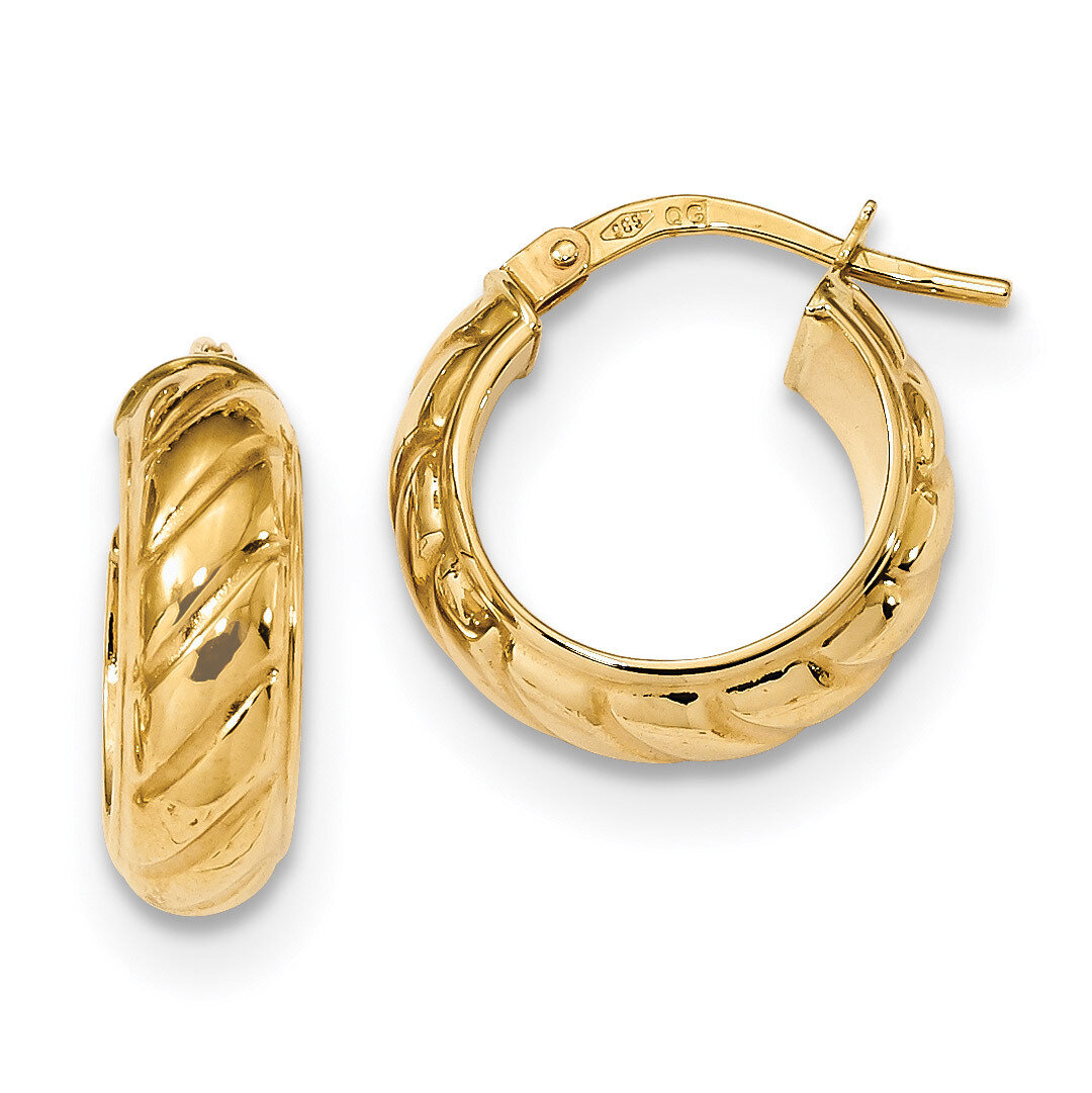 Fancy Hoops Earrings 14k Gold Polished TF1076, MPN: TF1076, 191101143748
