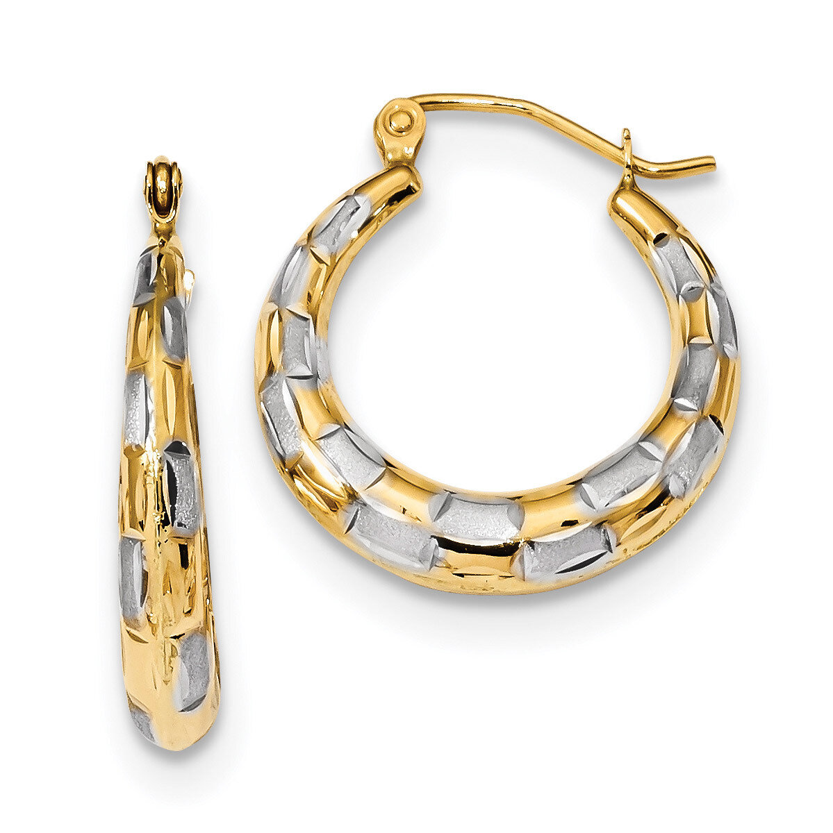 Polished Satin &amp; Diamond -cut Hoop Earrings 14k Tri-Color Gold TF1084, MPN: TF1084, 191101059131