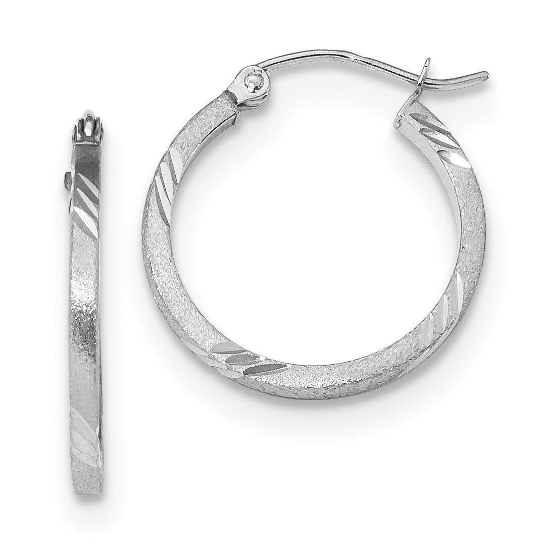 Satin &amp; Diamond -cut Square Tube Hoop Earrings 14k white Gold TF1088W, MPN: TF1088W, 191101057458