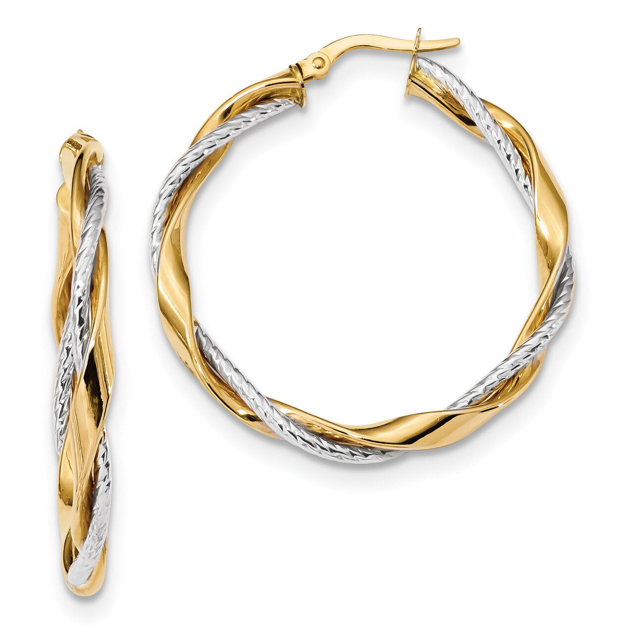 Polished Rope Twisted Hoop Earrings 14k Two-Tone Gold TF1187, MPN: TF1187, 191101144233