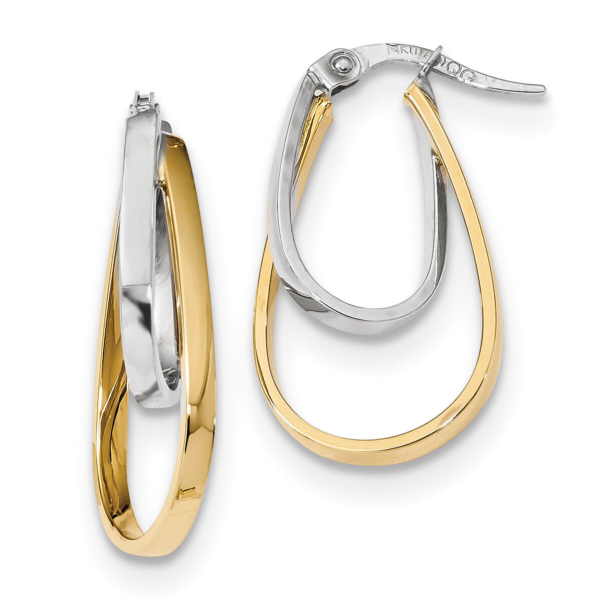 Polished Double Oval Hoop Earrings 14k Two-Tone Gold TF1188