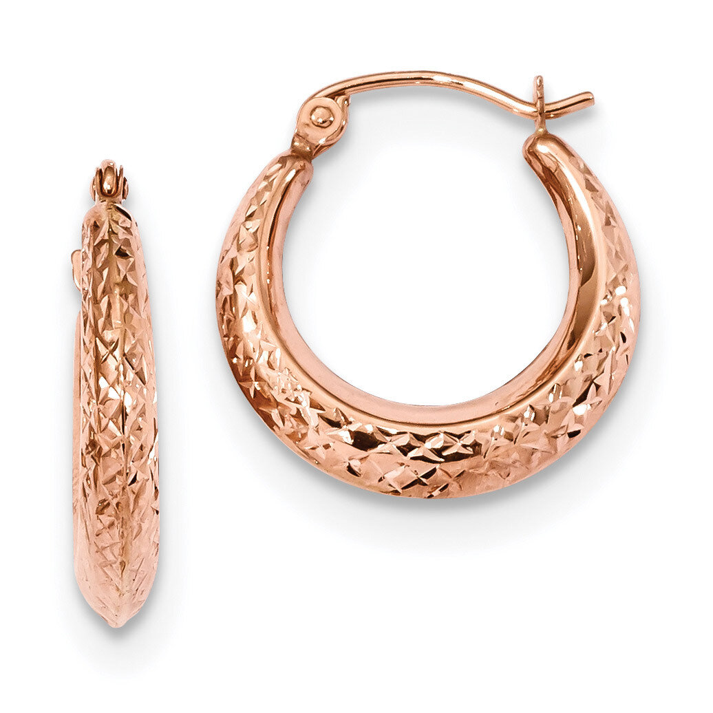 Textured Hollow Hoop Earrings 14k Rose Gold TF1206, MPN: TF1206, 191101078323