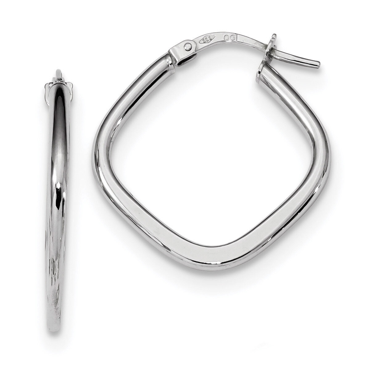 Polished Square Hoops Earrings 14k white Gold TF1208W, MPN: TF1208W, 191101143090