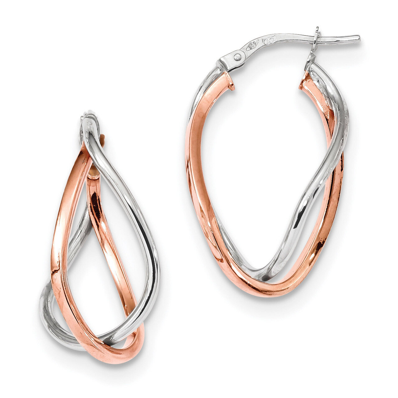 Rose Fancy Hoops Earrings 14k Two-tone Gold TF1234, MPN: TF1234, 191101055737