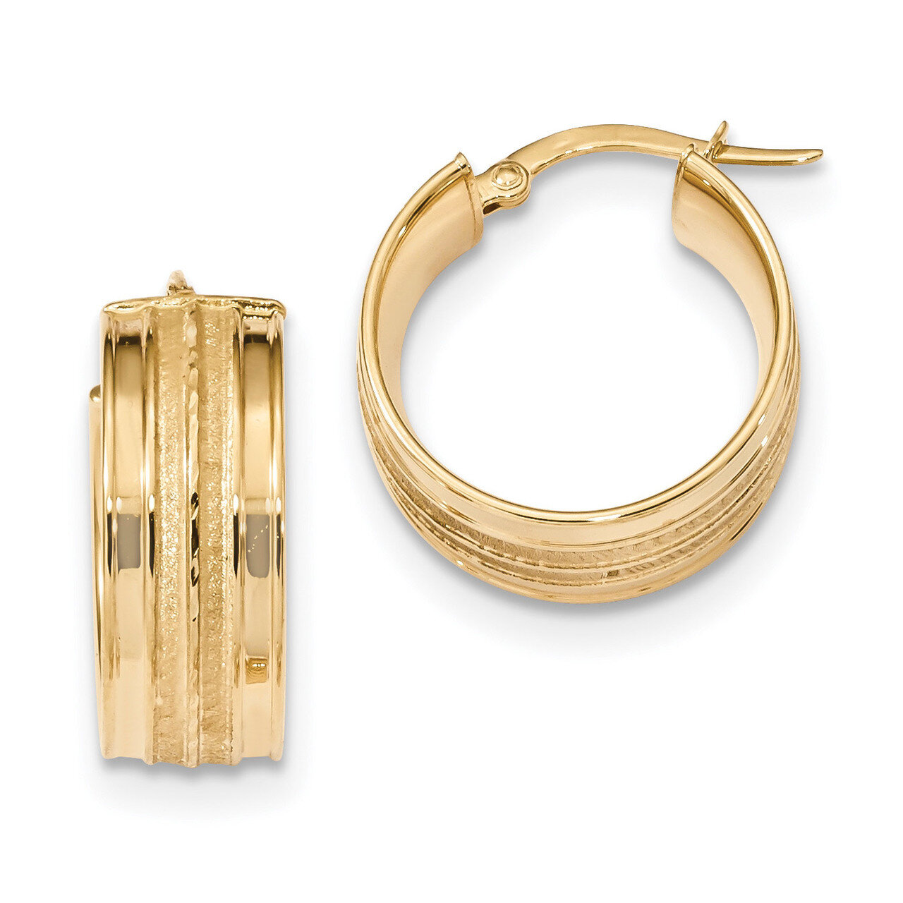 Satin Hoop Earrings 14k Gold Polished TF1264