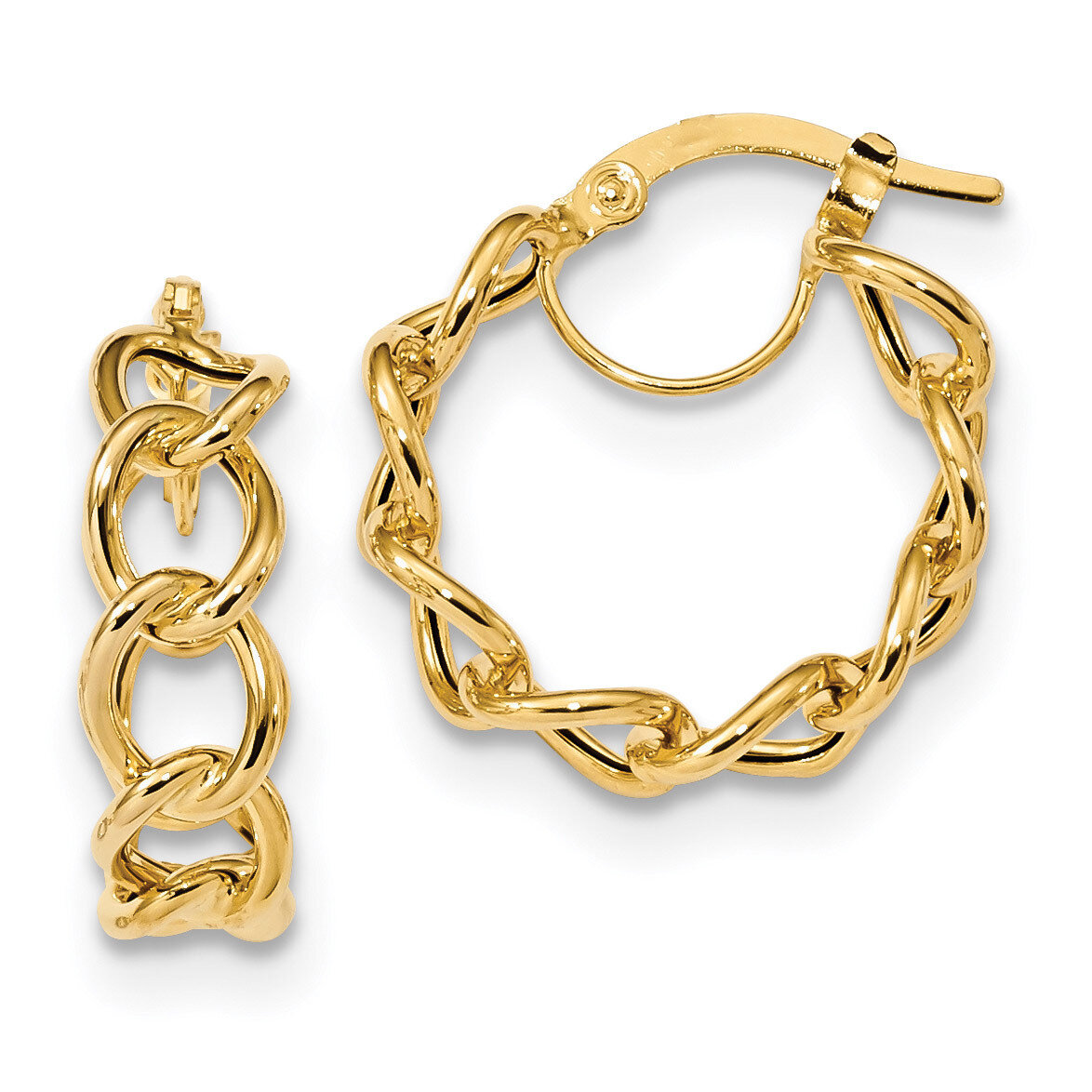 Cable Link Circle Hoop Earrings 14k Gold Polished TF1283