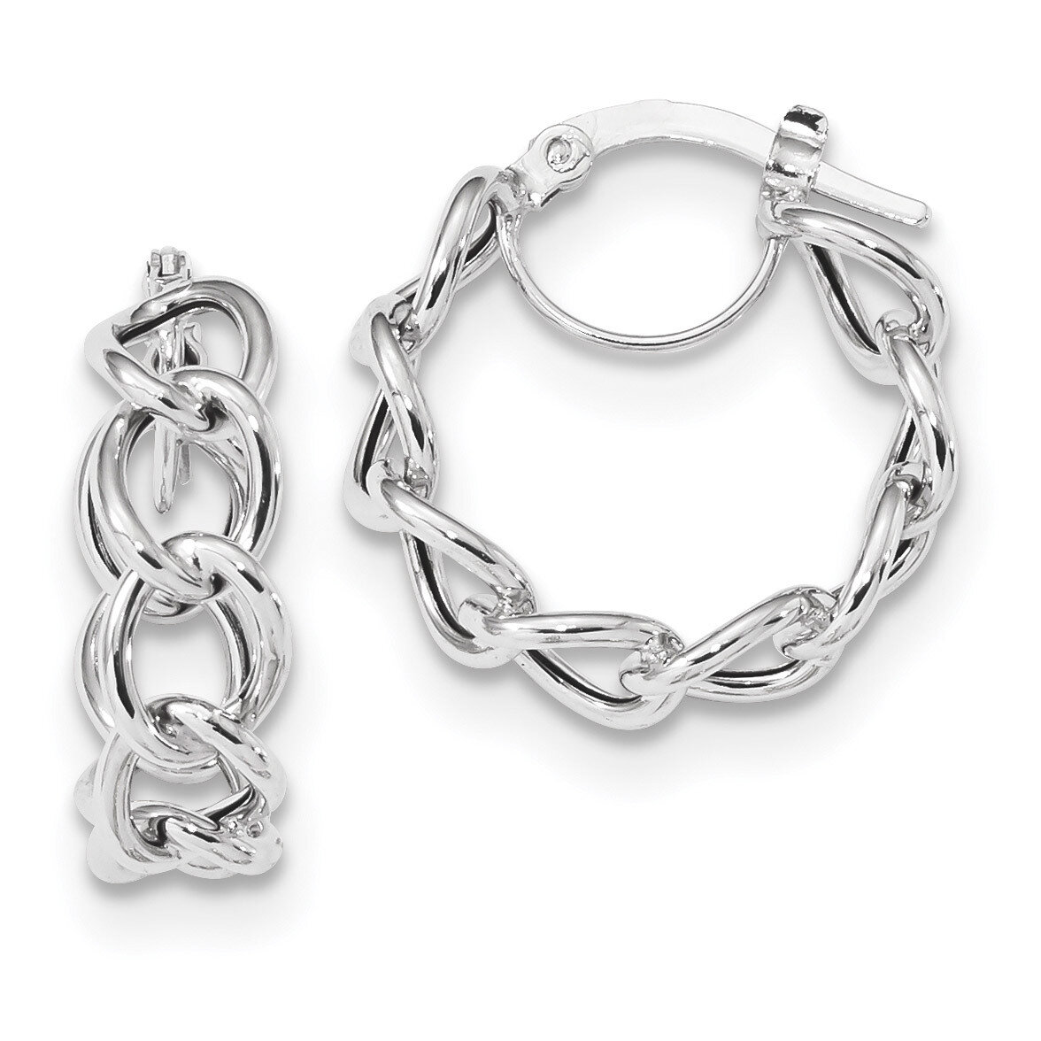 Cable Link Circle Hoop Earrings 14k White Gold Polished TF1283W