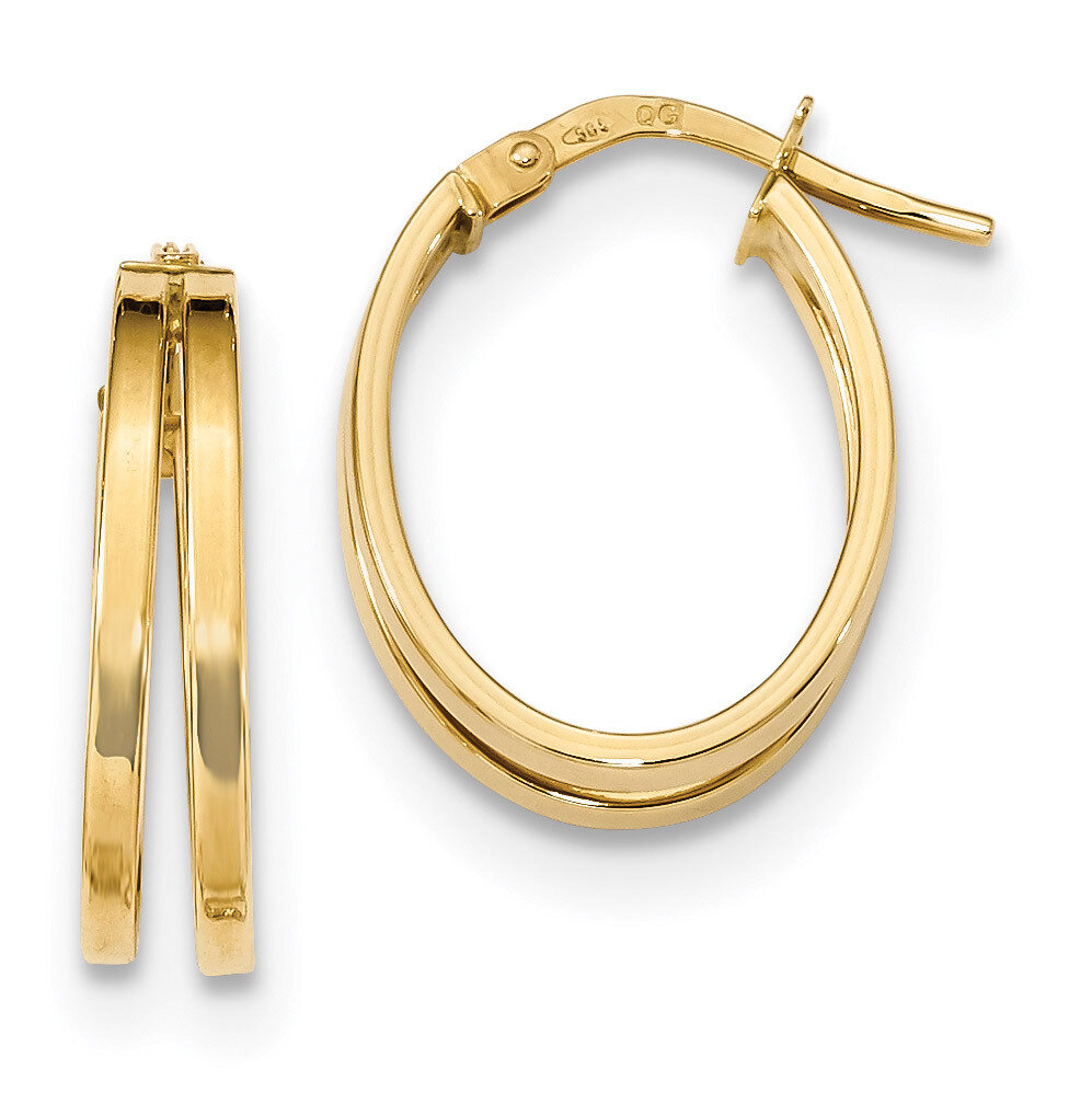 Double Hoops Earrings 14k Gold Polished TF1288