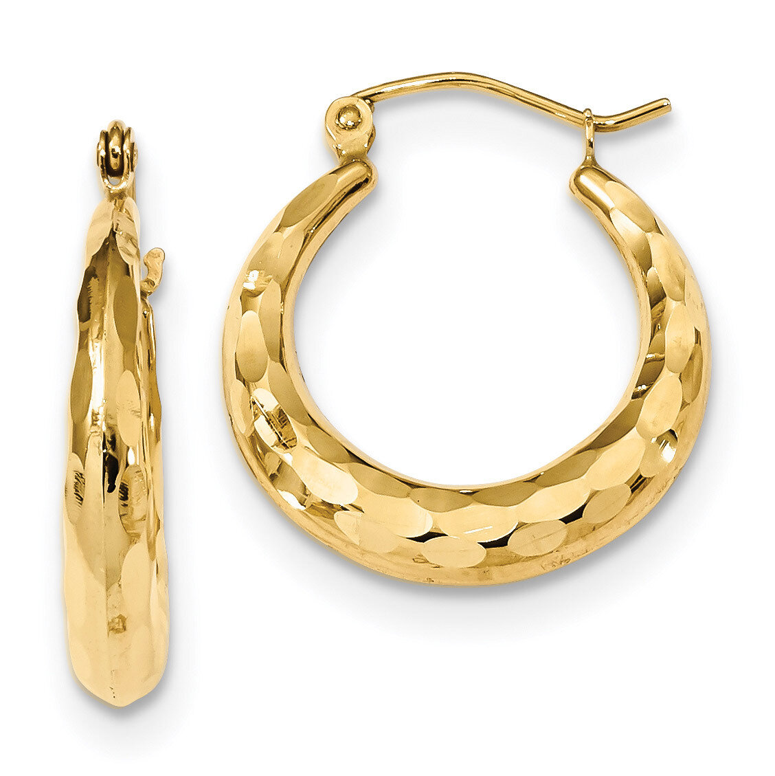Diamond -cut Hoop Earrings 14k Gold Polished TF1300, MPN: TF1300, 191101056956