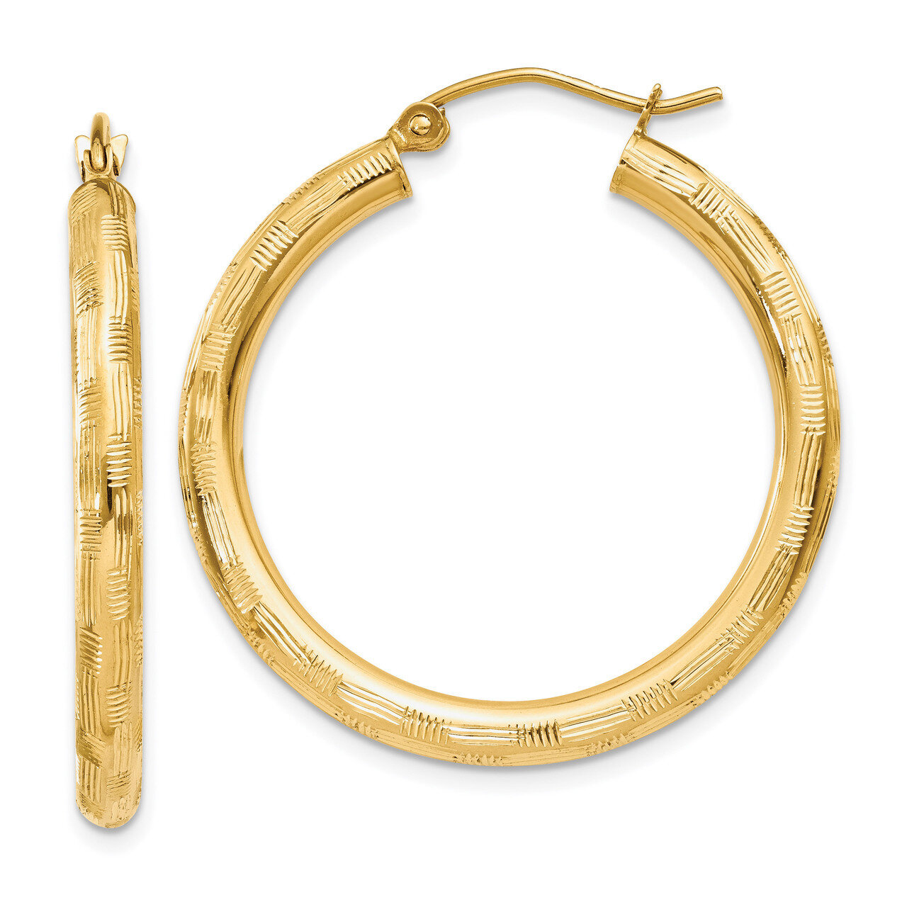 Hoop Earrings 14k Gold Textured TF556, MPN: TF556, 886774731667