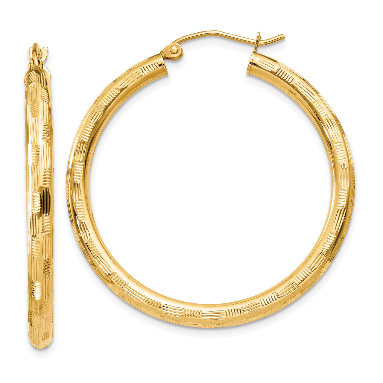 Hoop Earrings 14k Gold Textured TF557
